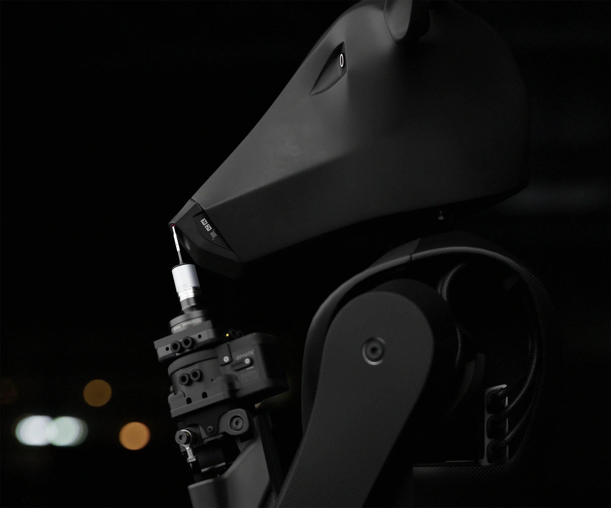 the threehalves robot using a touch probe to measure position of the robot's head